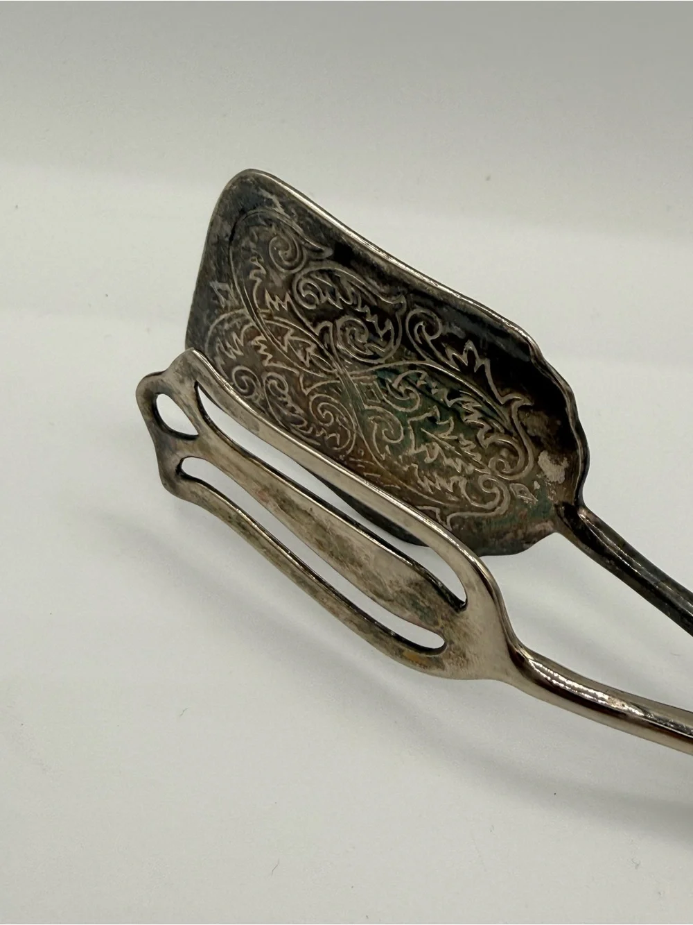 Vintage Silver Plated Scissor Style Pastry Tongs Ornate Engraved-Serving Ware